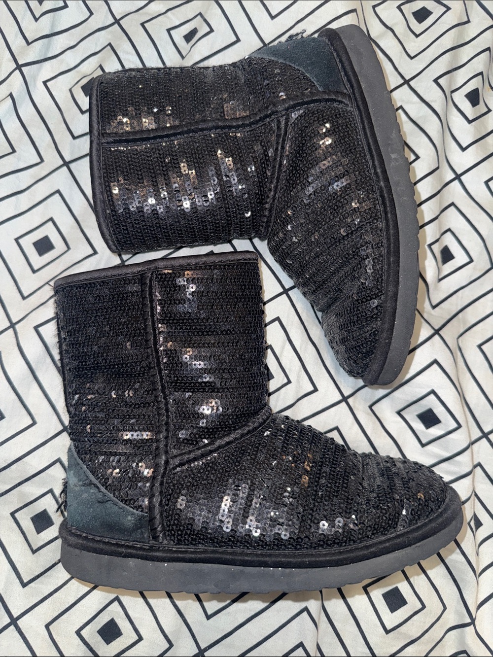 UGG Black Sequin Short Winter Boots